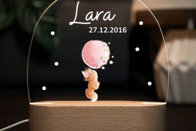 Nachtlicht Kinder & Baby personalisiert - Fuchs mit Luftballon