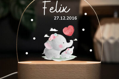 Nachtlicht Kinder & Baby personalisiert - Elefanten mit Herz