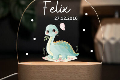 Nachtlicht Kinder & Baby personalisiert - Langhals Dino