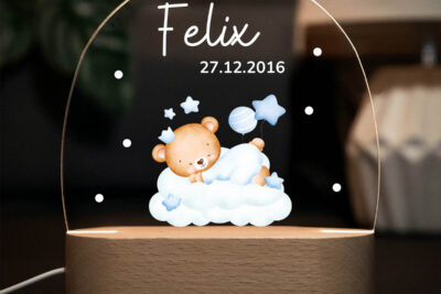 Nachtlicht Kinder & Baby personalisiert - Bär auf Wolke