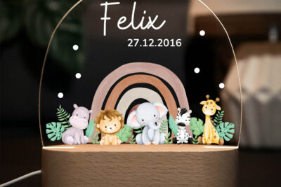 Nachtlicht Kinder & Baby personalisiert - Safari Tiere