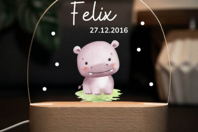 Nachtlicht Kinder & Baby personalisiert - Nilpferd Baby