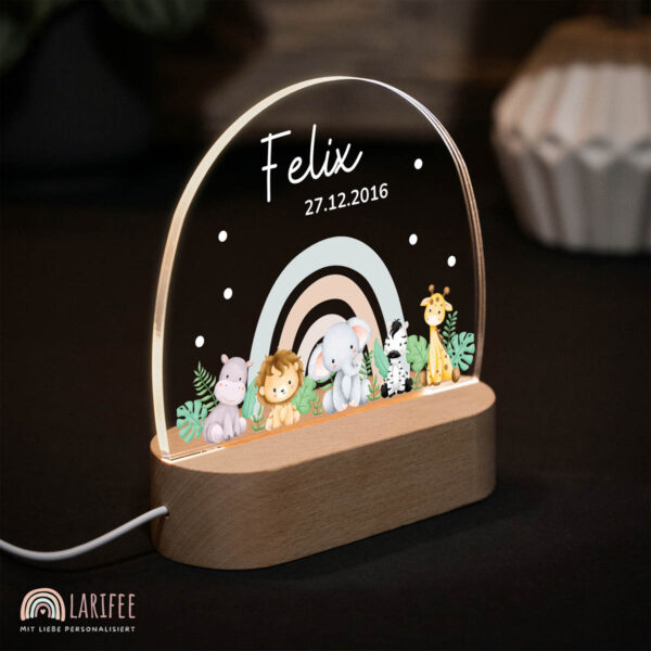 Nachtlicht mit Design - 5 Safari Baby Tiere – Bild 2