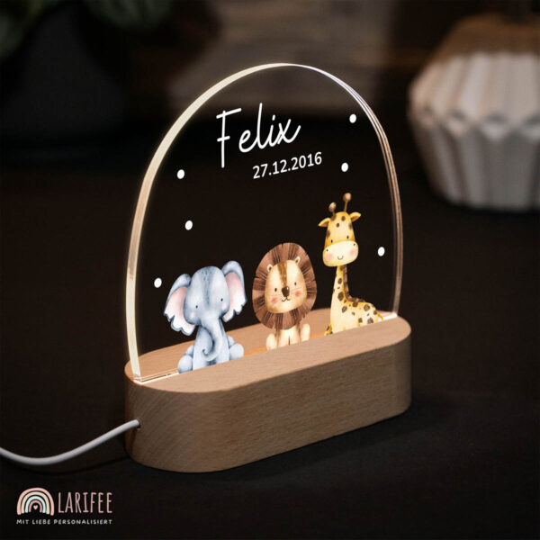 Nachtlicht mit Design - 3 Safari Tiere – Bild 2