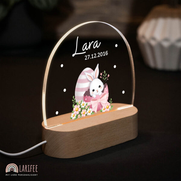 Nachtlicht mit Design - Osterei mit Hase Pink – Bild 2