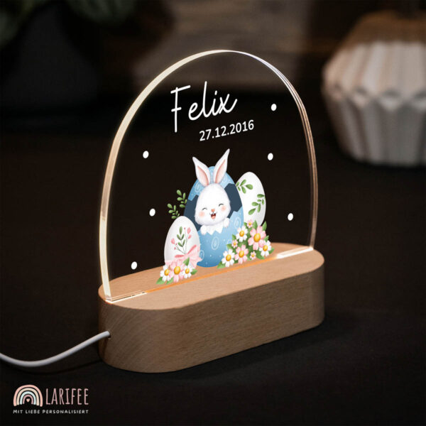 Nachtlicht mit Design - Osterei mit Hase Blau – Bild 2