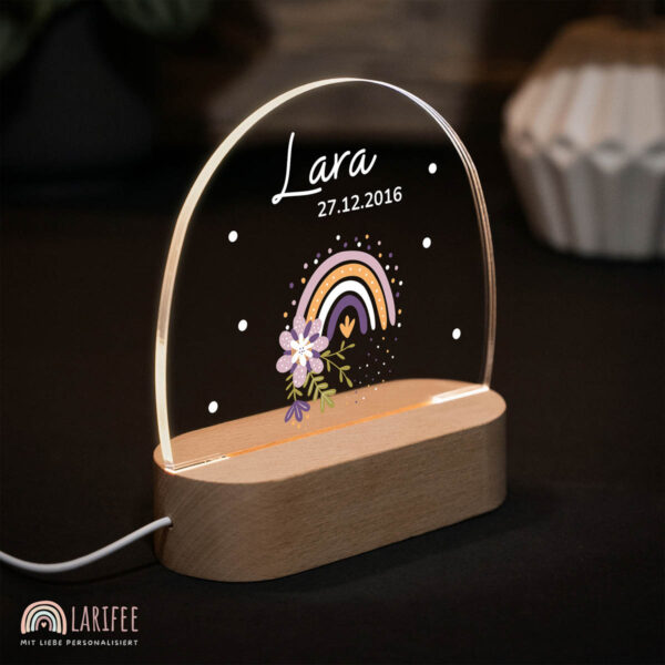 Nachtlicht mit Design - Regenbogen Blumen – Bild 2