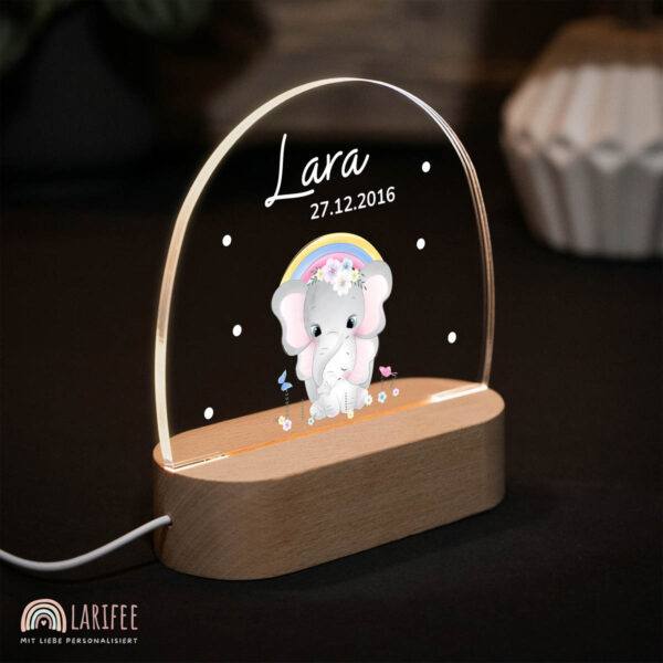 Nachtlicht mit Design - Elefanten mit Regenbogen – Bild 2