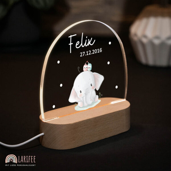 Nachtlicht mit Design - Elefant mit Vögel – Bild 2