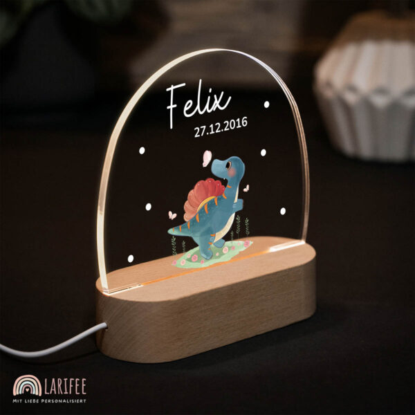 Nachtlicht mit Design - Dino mit Schmetterling – Bild 2