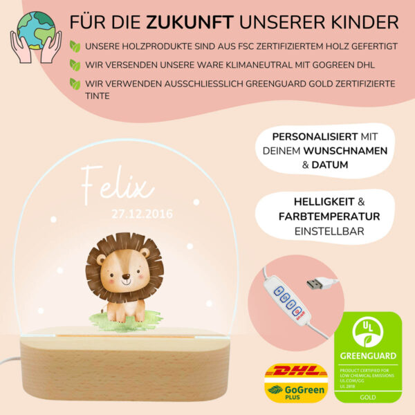 Nachtlicht mit Design - Löwen babyn Baby – Bild 3