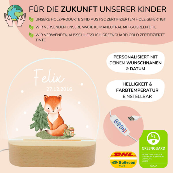 Nachtlicht mit Design - Fuchs – Bild 3