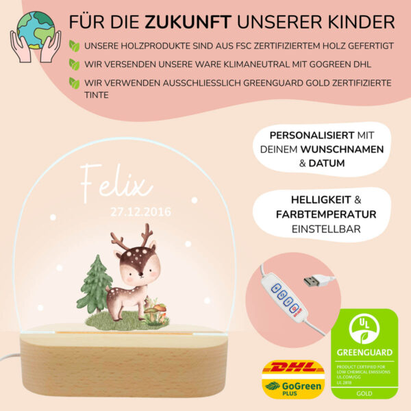 Nachtlicht mit Design - Reh – Bild 3