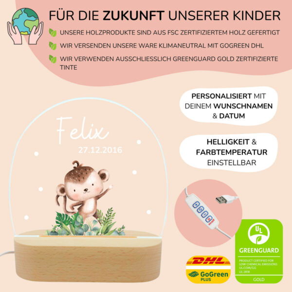 Nachtlicht mit Design - Affe – Bild 3