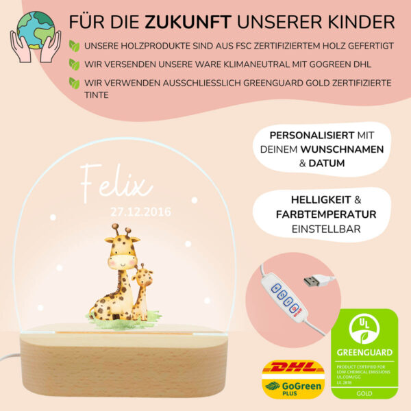Nachtlicht mit Design - Giraffen – Bild 3