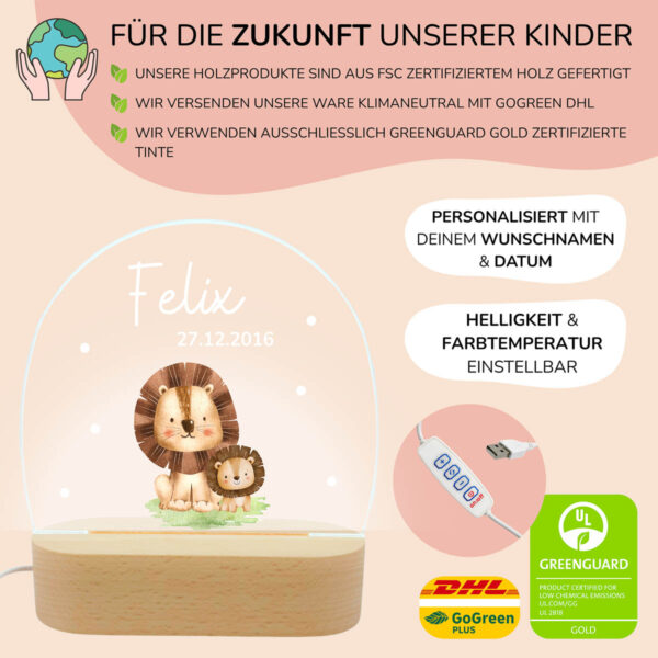 Nachtlicht mit Design - Löwen – Bild 3