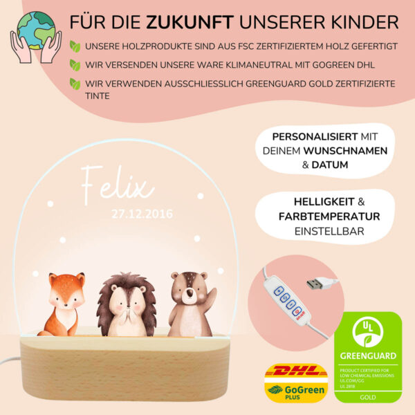 Nachtlicht mit Design - Waldtiere – Bild 3