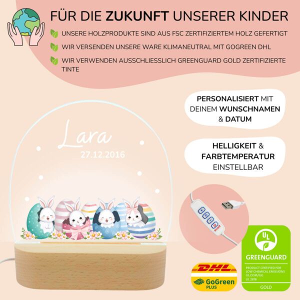Nachtlicht mit Design - Ostereier mi Hasen – Bild 3