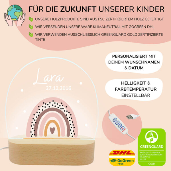 Nachtlicht mit Design - Regenbogen – Bild 3