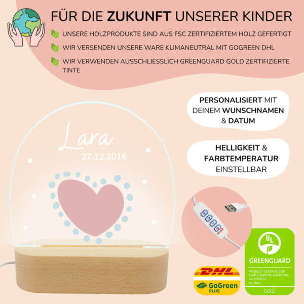 Nachtlicht mit Design - Herz – Bild 3