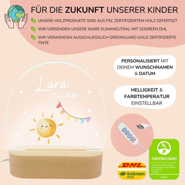 Nachtlicht mit Design - Sonne Mädchen – Bild 3