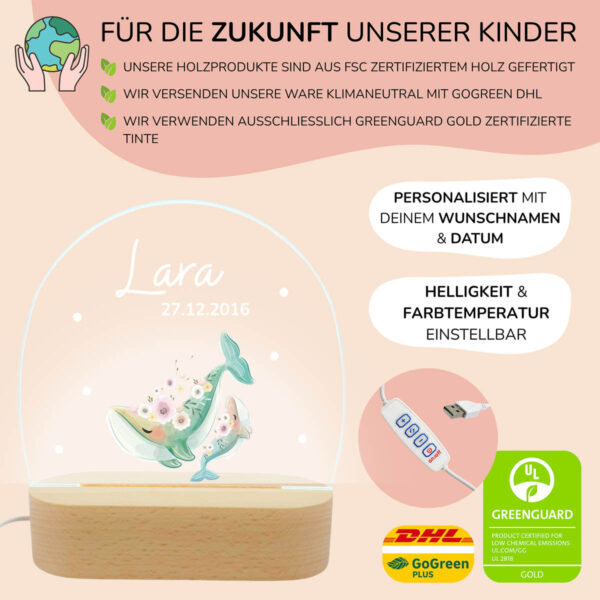 Nachtlicht mit Design - Wale – Bild 3