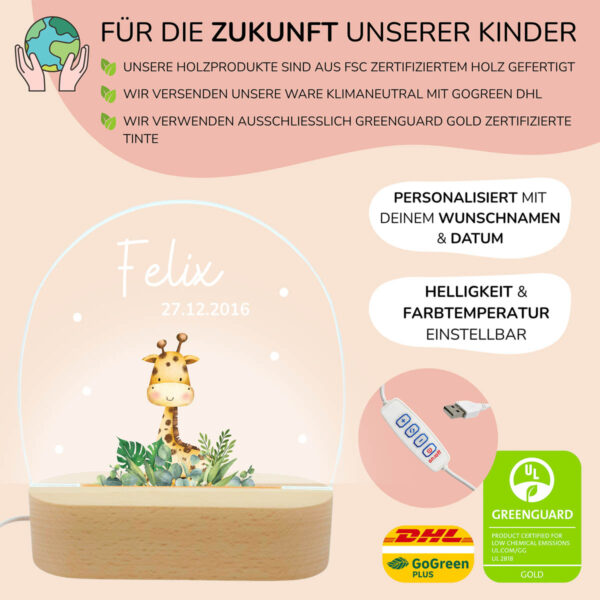 Nachtlicht mit Design - Giraffe – Bild 3