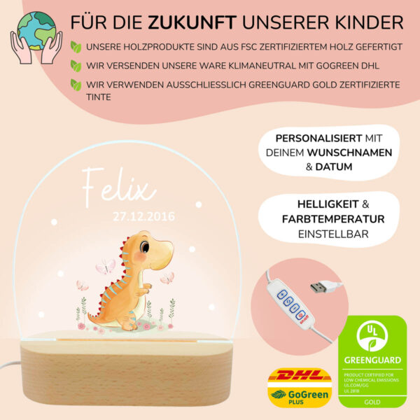 Nachtlicht mit Design - Dino – Bild 3