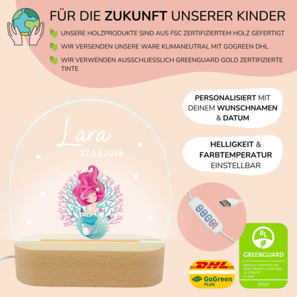 Nachtlicht mit Design - Meerjungfrau Korallen – Bild 3