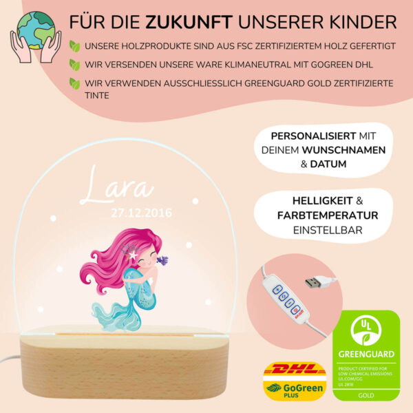 Nachtlicht mit Design - Meerjungfrau – Bild 3