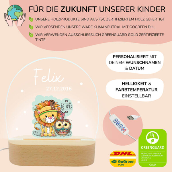 Nachtlicht mit Design - Löwe & eule & Eule – Bild 3