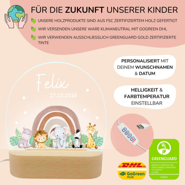 Nachtlicht mit Design - Safari Tiere – Bild 3