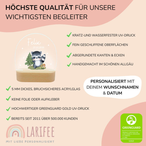 Nachtlicht mit Design - Waschbär – Bild 4