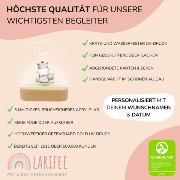 Nachtlicht mit Design - Nilpferde – Bild 4