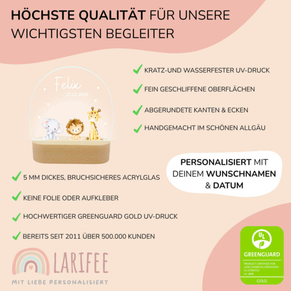 Nachtlicht mit Design - Safari Baby Tiere – Bild 4