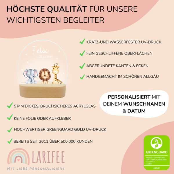 Nachtlicht mit Design - 3 Safari Tiere – Bild 4