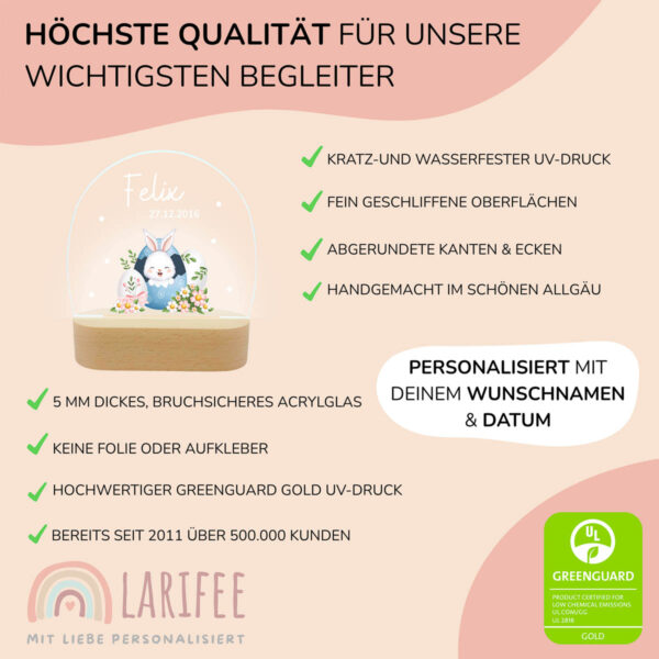 Nachtlicht mit Design - Osterei mit Hase Blau – Bild 4