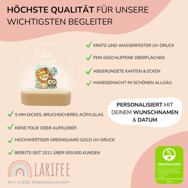 Nachtlicht mit Design - Löwe & eule & Eule – Bild 4
