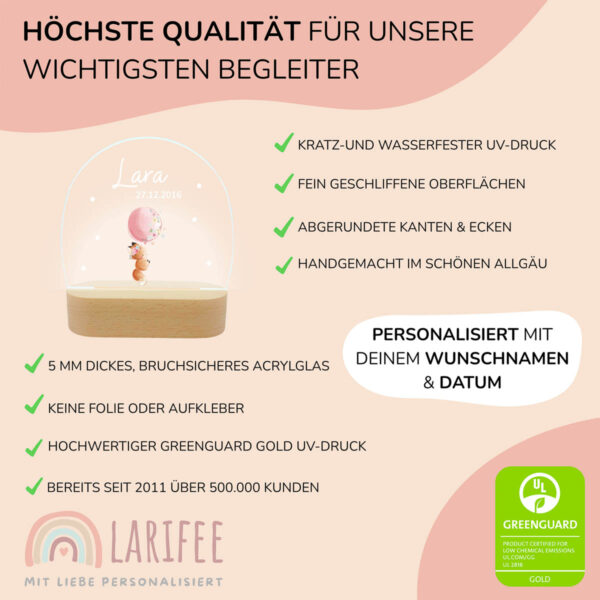 Nachtlicht mit Design - Fuchs mit Luftballon – Bild 4