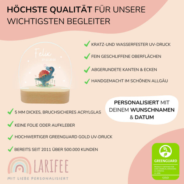 Nachtlicht mit Design - Dino mit Schmetterling – Bild 4