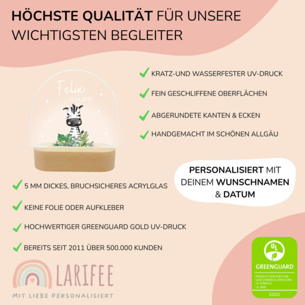 Nachtlicht mit Design - Zebra – Bild 4