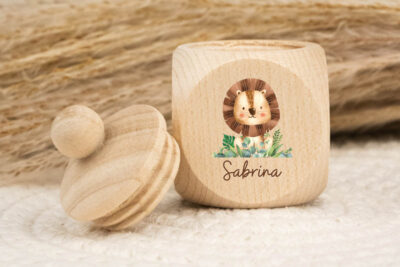 Zahndose für Milchzähne personalisiert - Löwe