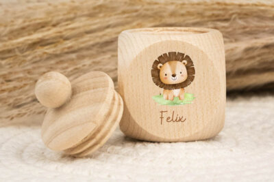 Zahndose für Milchzähne personalisiert - Löwen babyn Baby