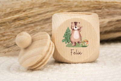 Zahndose für Milchzähne personalisiert - Bär