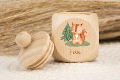 Zahndose für Milchzähne personalisiert - Eichhörnchen