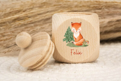 Zahndose für Milchzähne personalisiert - Fuchs
