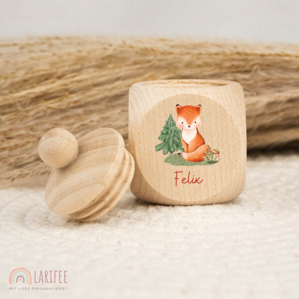 Zahndose Holz mit Name Personalisiert - Fuchs