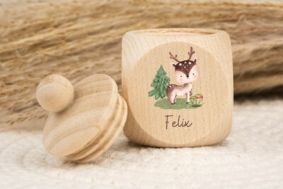 Zahndose Holz mit Name Personalisiert - Reh