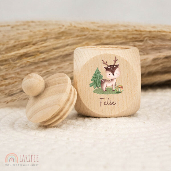 Zahndose Holz mit Name Personalisiert - Reh