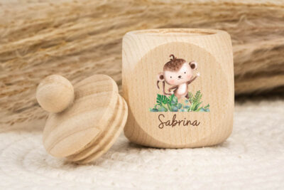 Zahndose für Milchzähne personalisiert - Affe